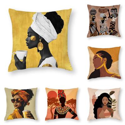 African Women Pillow Case 3D Print Polyester Fiber 40*40cm Home Sofa Throw Decoration Festival Gift