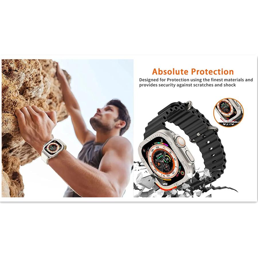 Ochranné sklo pro Apple Watch Ultra 49mm Pouzdro Příslušenství Kovový Kryt Rám+Tvrzené sklo pro iWatch Ultra 2 49mm Luneta