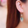 New Fashion Golden Leaves Earrings  Earrings for Women Green Crystal Earrings Valentines Day Anniversary Birthday Jewelry Gift
