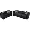 3 and 2 Seater Sofa Set In Black Artificial Leather - VIDAXL - Reversible - 5 Seats - Contemporary - Design