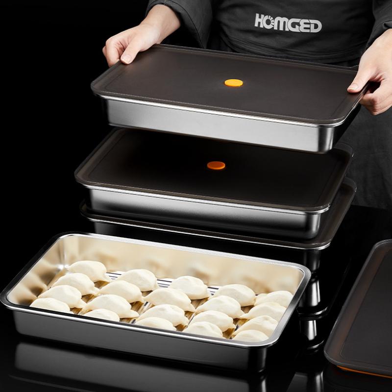 304 Stainless Steel 316 Dumpling Plate Crisper Dumplings Storage Box Refrigerator Crisper Dumpling Frozen Cold Storage Box