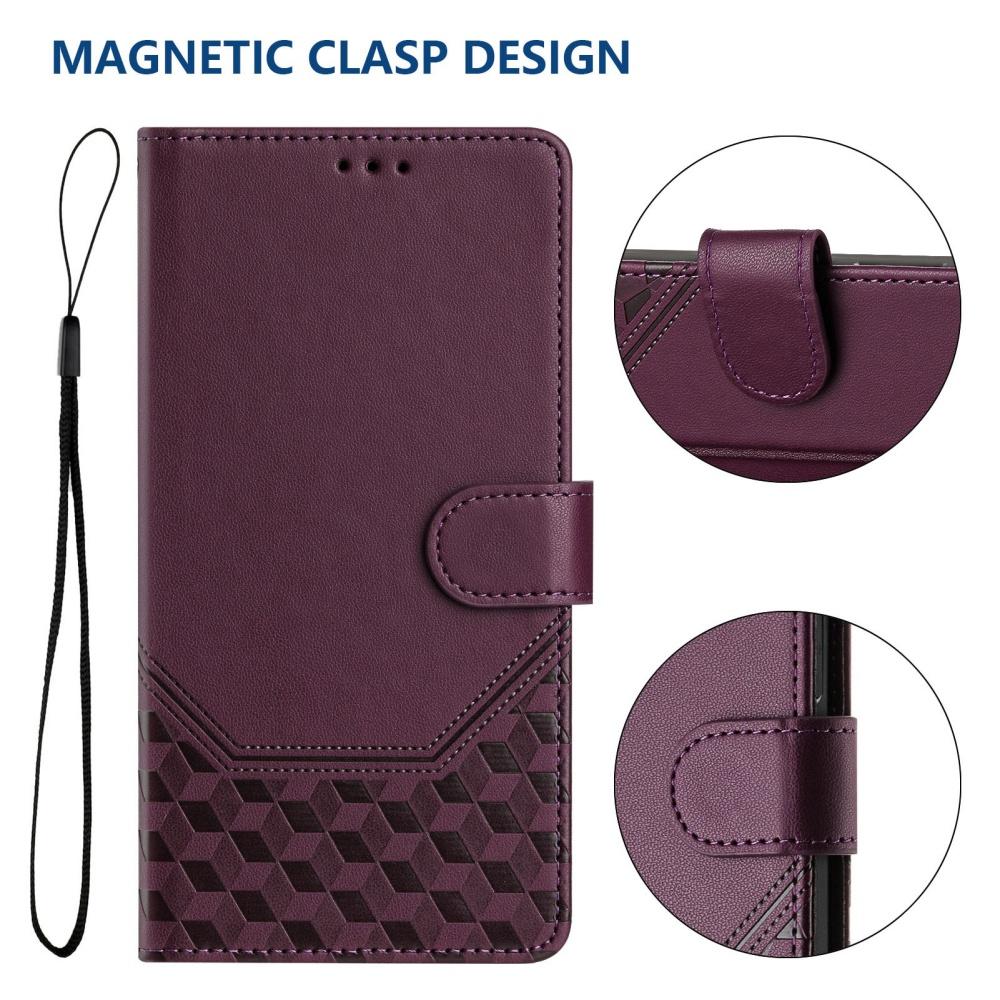 Honeycomb Leather Magnetic Wallet Flip Case for Huawei P60 Art P50 P40 P30 Pro P20 Mate 60 70 Lite - Shockproof Protective Cover