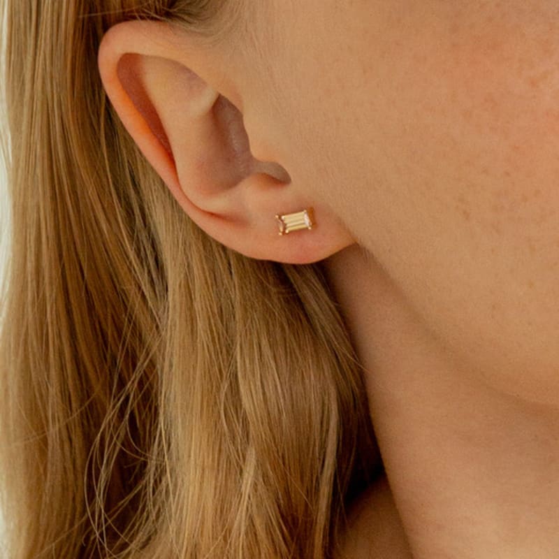 LUNNE 14k Champagne Baguette Cubic Piercing (14k Gold) #L09