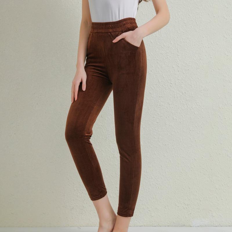 Plüsch Dicke Freizeithose Damen Cord Warm Herbst Winter Leggings Hohe Taille Haremshose Locker Bequeme Hose für Alltag Büro Outdoor