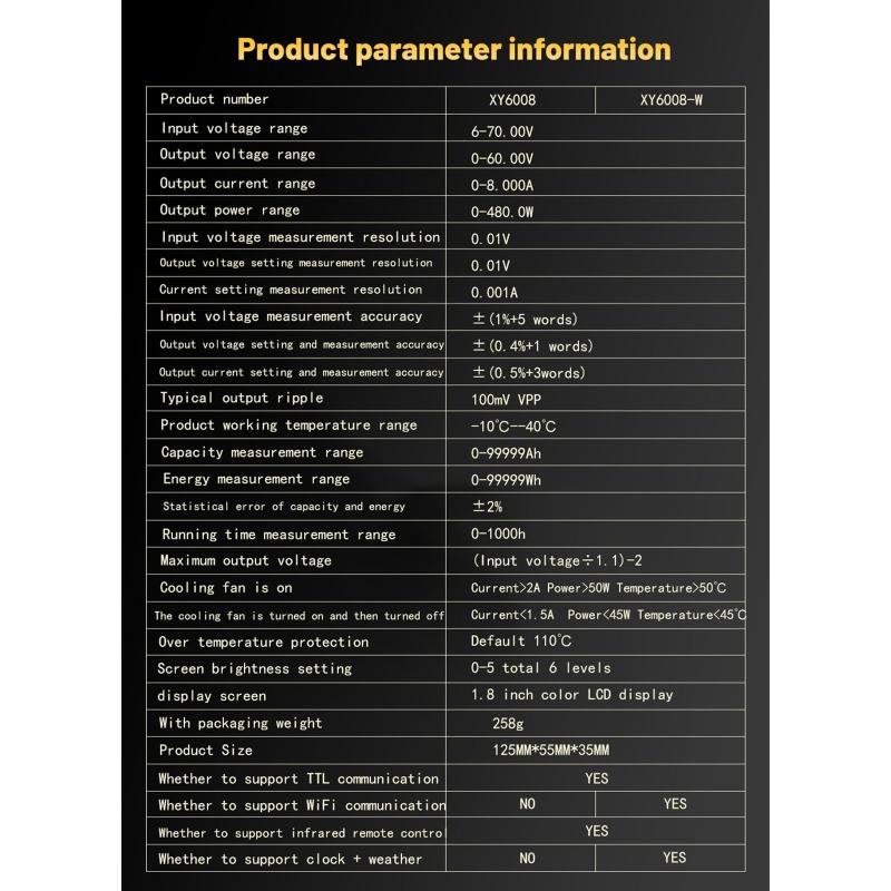 Constant Voltage/Current Maintenance Device APP Control 60V 8A 480W Step-down Module for Android/iOS Device