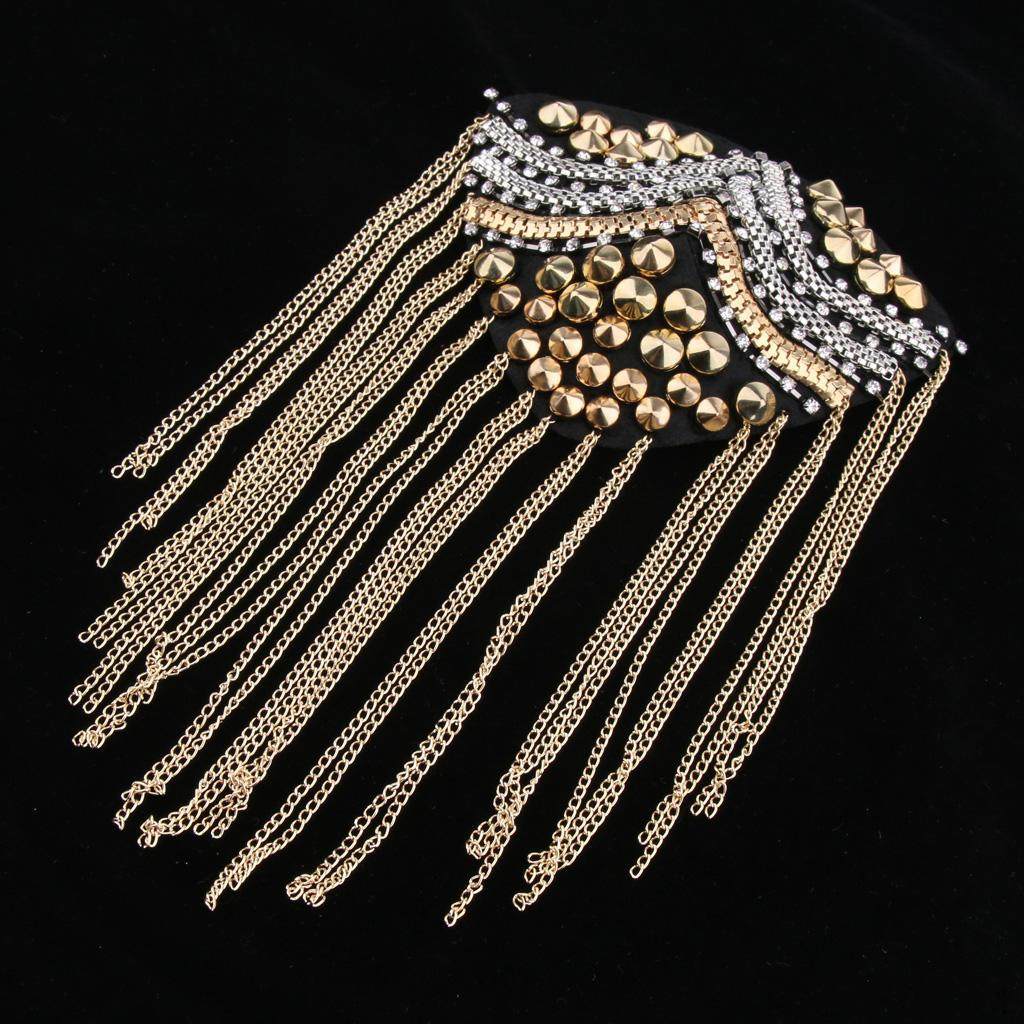 Fringe Rivet Tassel Epaulet Shoulder Boards Badge Costume
