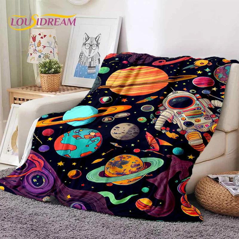 Astronaut Dream Universe Spaceman 3D Outer Space Cartoon Soft Blankets,Throw Blanket for Picnic Beds Home Bedroom Cover Kid Gift