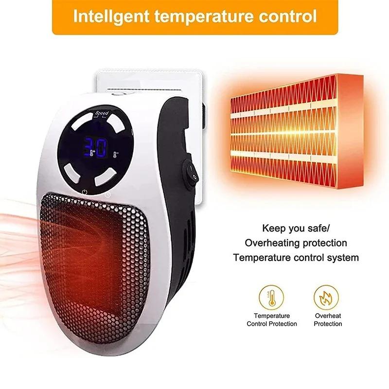 Portable Electric Wall Heater for Office Room Mini with Remote Control Fast Heating Radiator Warmer Plug-in
