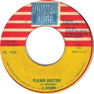 

7inch Record U BROWN Please Doctor NONE Power Disc Jamaica Reggae Ska Dub Used