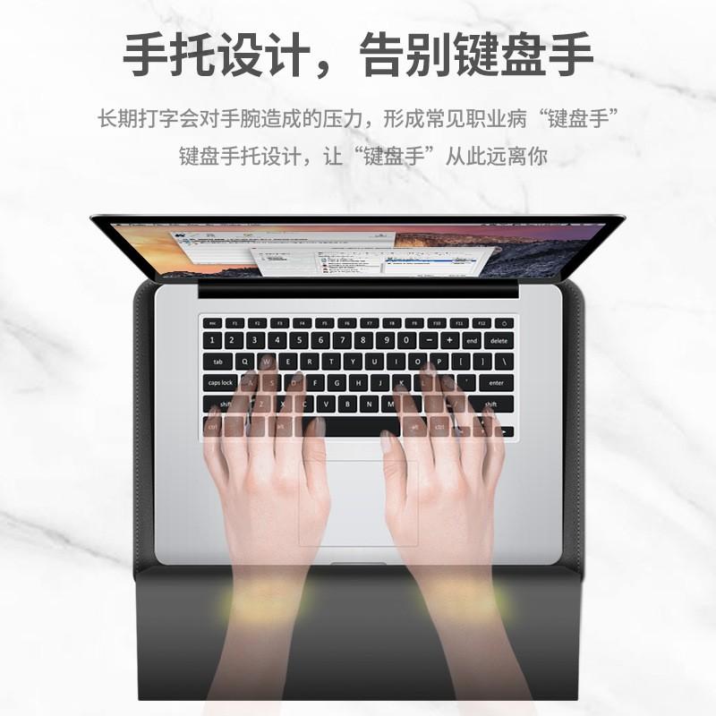 16 Inch Laptop Sleeve With Ergonomic Wrist Rest Support MacBook Air Pro PU Leather Waterproof Inner Case