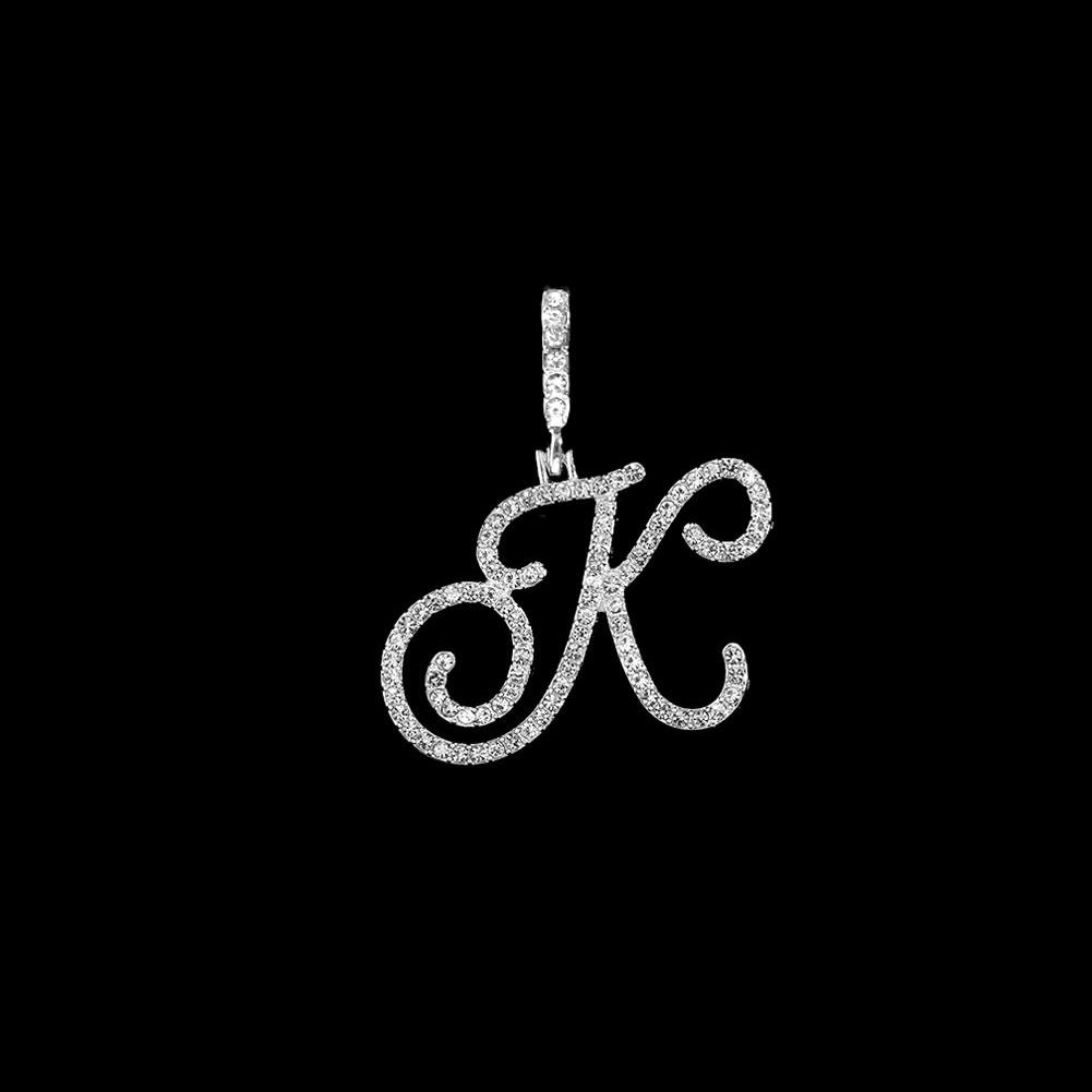 Collana Pendente Lettera Iniziale Z in Corsivo con Zirconi alla Moda per Donna Collana con Cordino Alfabeto in Cristallo Lucido Gioielli Hip Hop