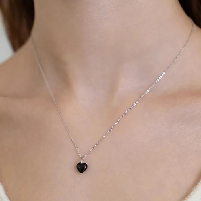 (Silver 925) Volume Stone Heart Necklace NZ2532