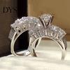 Sterling 2Pcs/Set Couple Ring Rhinestone Inlaid Glossy Luxury Style Exquisite Finger Ring for Banquet