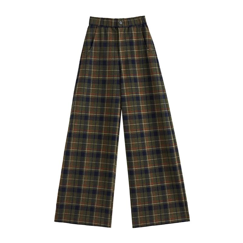 FAESSLIN Women's Vintage High-Waist Straight-Leg Casual Pants