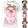 Summer Fashion Personalized Pink Pig Animal Printed Short Sleeve Casual Loose Round Neck Comfortable T-shirt