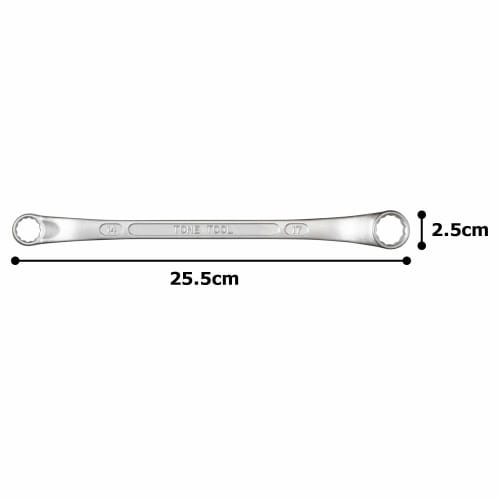 TONE Long Mechanic Box Wrench (45° X 10°) M44-1417 Width Across Flats 14 X 17mm