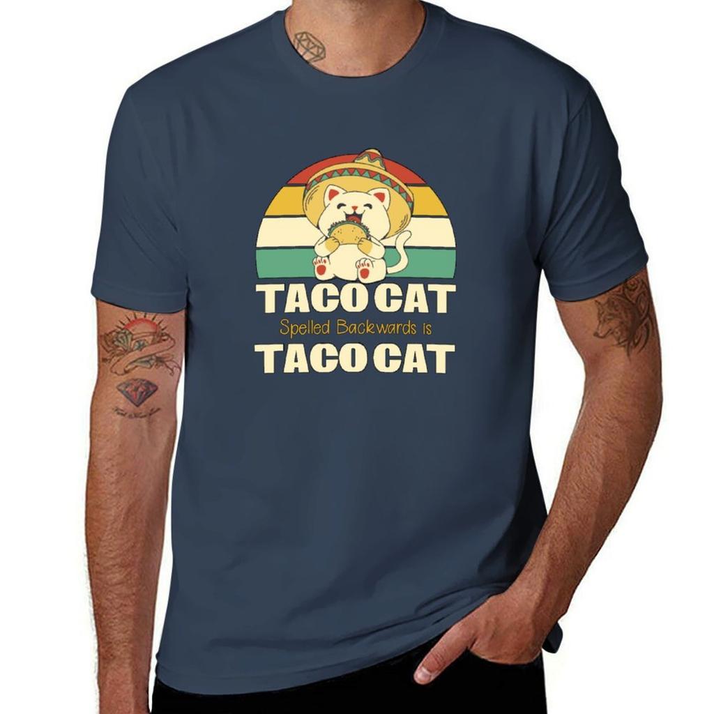 Taco Cat Spelled Backwards Is Taco Cat Retro Sunset Tshirt Everyday Wear Basic Short Sleeve Top