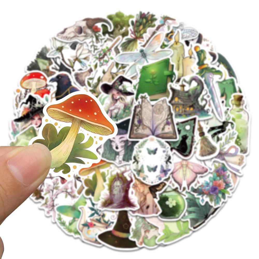 10/30/50pcs Gothic Retro Forest Magic Witch Stickers Aesthetic Cartoon Decals DIY Fridge Luggage Bike Car Cool Kids Sticker Toys