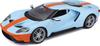 Maisto 2019 Ford GT Blue with Orange Stripes 1/18 Scale Special Edition Diecast Car with Opening Doors and Hood