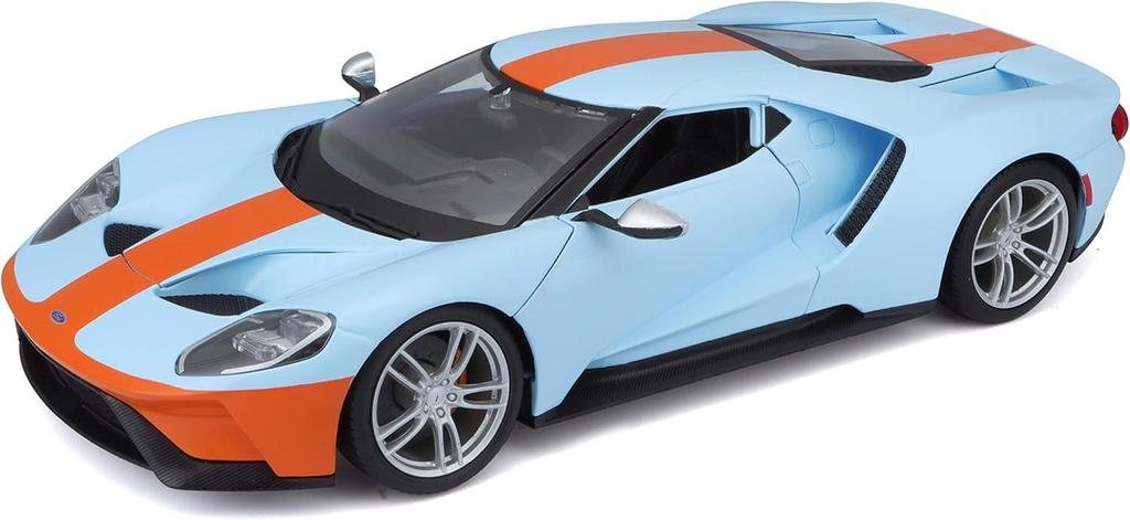 Maisto 2019 Ford GT Blue with Orange Stripes 1/18 Scale Special Edition Diecast Car with Opening Doors and Hood