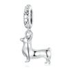 WOSTU 925 Sterling Silver Dog Charms Yellow Corgi Pendant Pink Pet Paw Dachshunds Shih Tzu Dog Dalmatian Bead Fit DIY Bracelet2