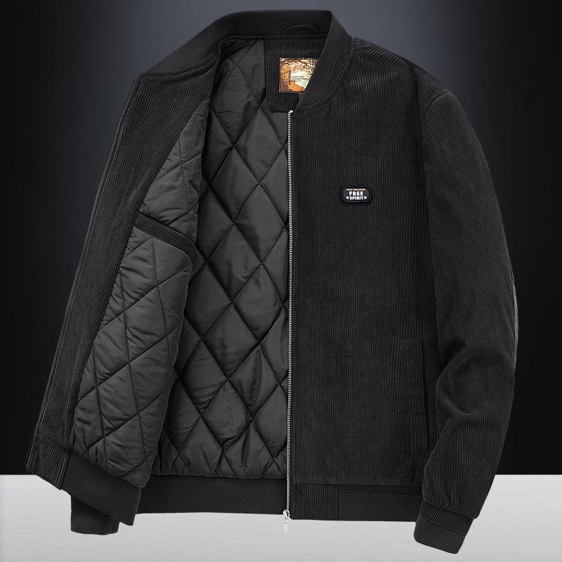 Beliebte Baumwolljacke, lässige Fleecejacke für Herren, dicke Jacke aus Baumwolle mit Baseballkragen