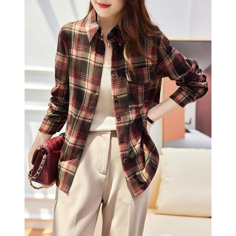 Demana Women's Vintage Plaid Brushed Shirt