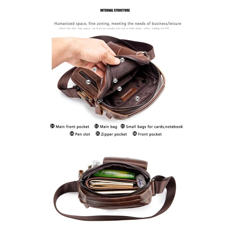 Genuine Cow Leather Messenger Bag Men Handbag Chest Crossbody Shoulder Bag Men's Bag Tas Business Small Male Bolsas Sac