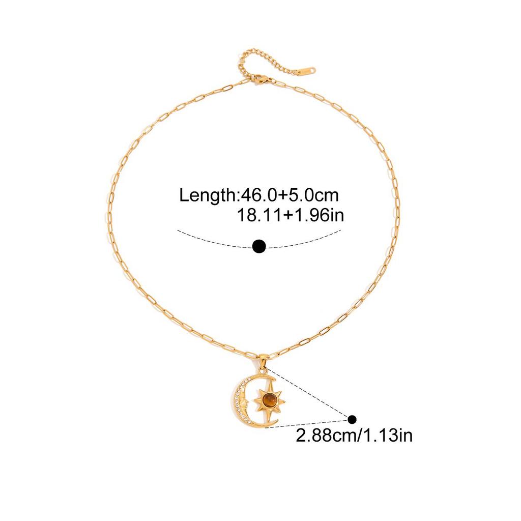 Yori Edelstahl Stern Mond Anhänger Halskette 18K Gold Farbe Beschichtet Wasserdicht Charm Schmuck Geschenk Zubehör