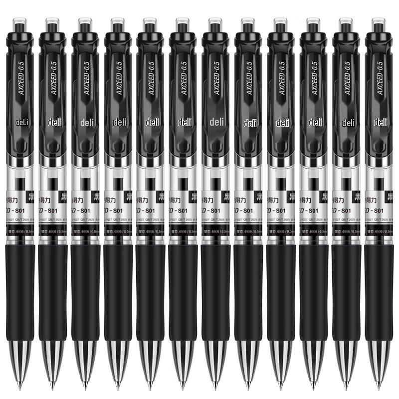 Deli S01 Ret retractable Gel Pen, 0.5mm Black Ink