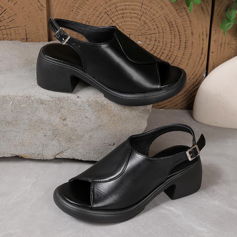 New slope heel sandals women's muffin thick-soled summer wear fashionable soft-soled fish mouth high heels