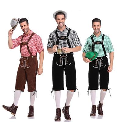 German Oktoberfest Costume Mens Bavarian Lederhosen Short Beer Guy Fancy Dress