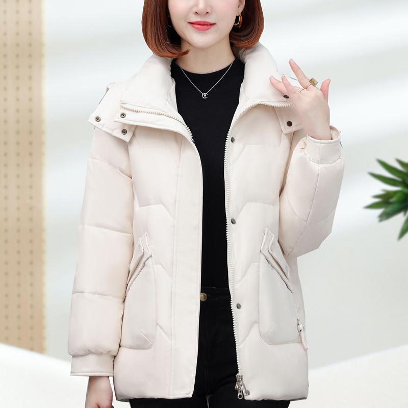 Dampuffjackor Vinter Vintage Korta Parkas Med Huva Plus Size Eleganta Tjocka Varma Dunrockar Kvinna Ytterkläder