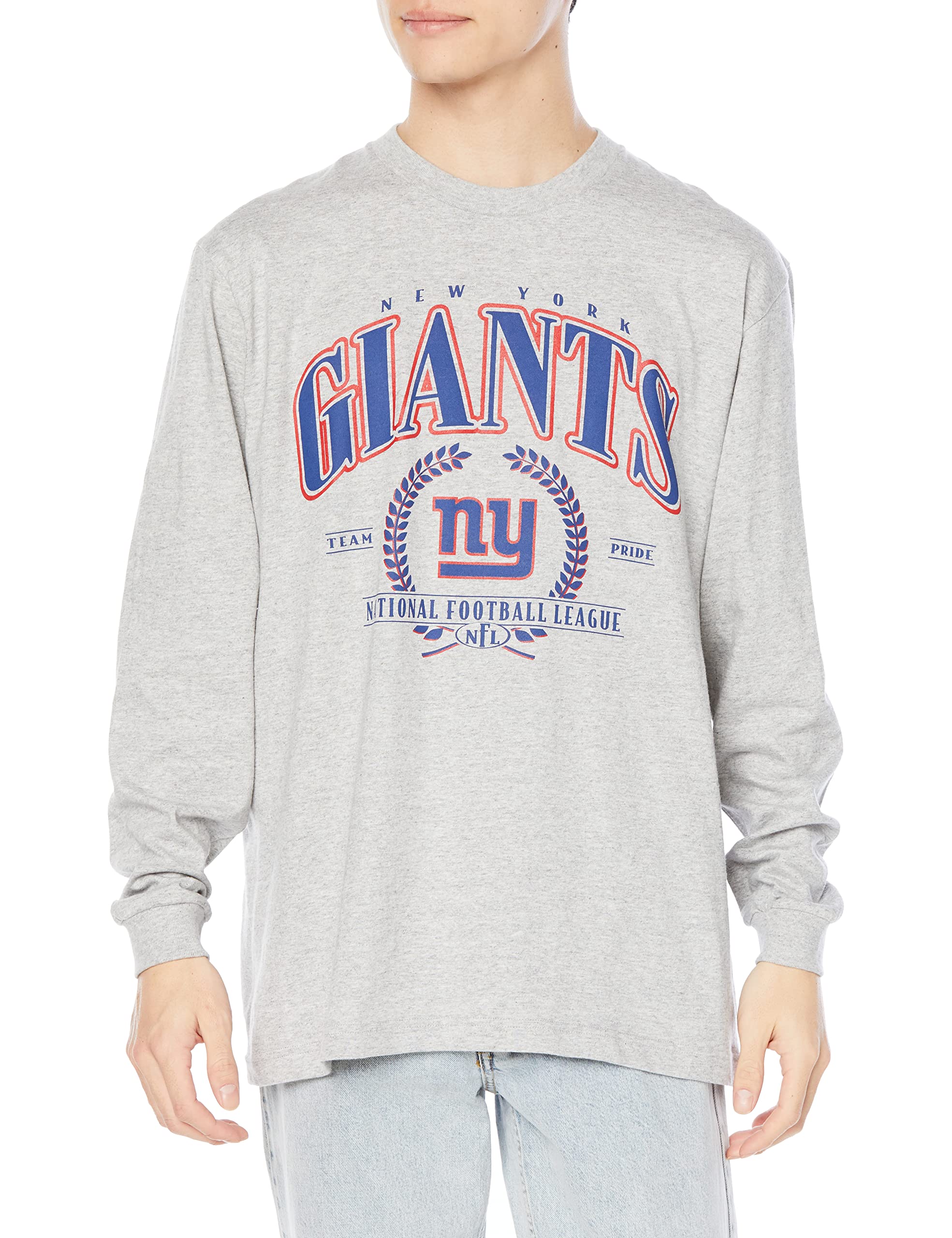 

Improves NFL Custom Long Sleeve New York Giants Print T-Shirt, Men s, Heather Gray, Size XL, 41499