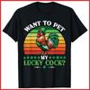 Vintage Want To Pet My Cock Sarcastic Patrick's Day Rooster Black Cotton T-Shirt Unisex T-Shirt