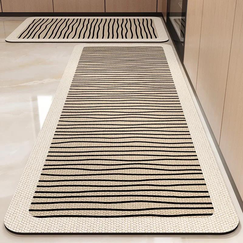 

Non-slip Waterproof Kitchen Carpet PVC Leather Floor Mat Minimalist Gray White Letter Long Size Home Rugs 1pc 50x80cm-A6620
