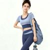 Contrasting Color Splicing Fitness Clothing Set Women's Short-sleeved Trousers Professional Yoga Clothing Breathable Quick-drying Sportswear