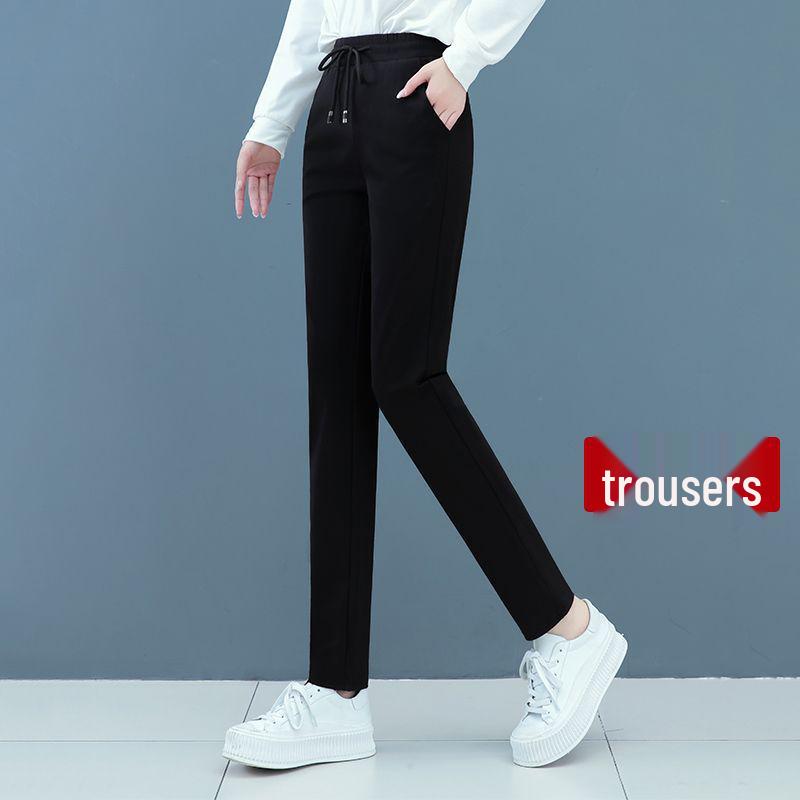 

Women s High-Waist Black Harem Pants - Slim, Elastic, Casual, Plus Size, for Spring & Autumn S for 80-98 jin