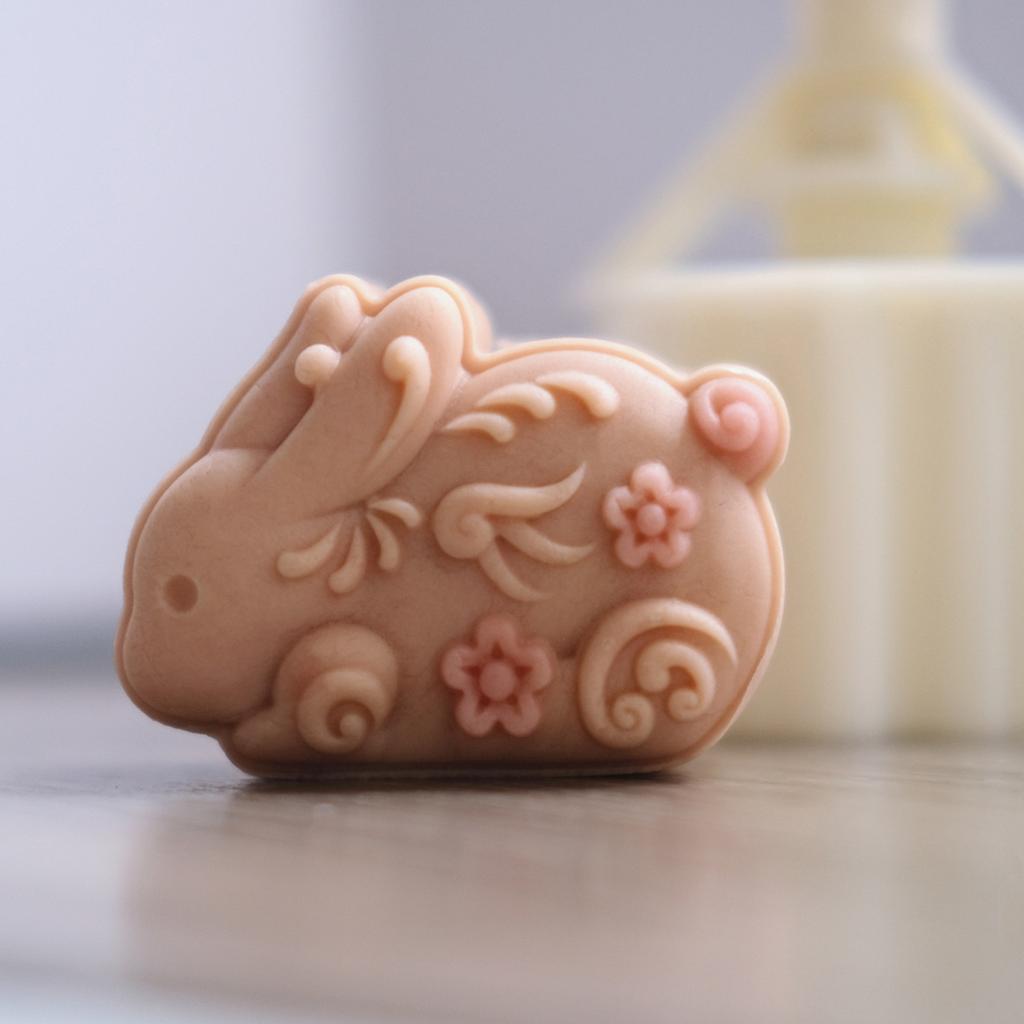 Rabbit Mooncake Mold Traditional MidAutumn Festival Mooncake Mold Beautiful Rabbit Flower Cutter Mold Fondant Mold DIY