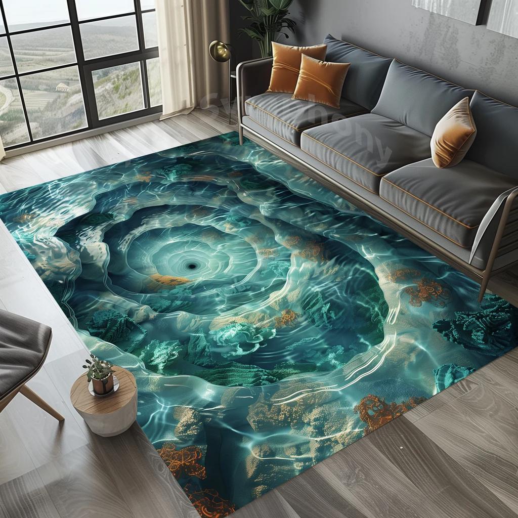 3D Sea Rug, Spiral Sea Rug, Spiral Vortex Rug, Vortex Storm Rug, 3D Illusion Rug,Vortex Rug, Vortex Area Rug, 3D Look Carpet