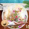Large Round Colorful Flower Printed Beach Towel Diameter 3D Print Microfiber Blanket With Tassel Fringe Yoga Mat For Adult
