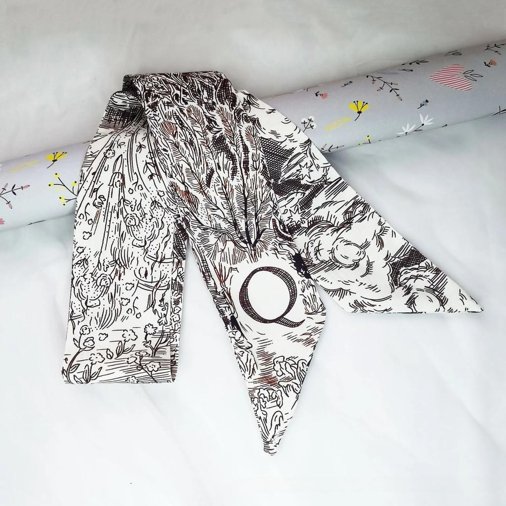 Fashion Skinny Scarf Women Luxury Letter Printing Tie Bag Handle Ribbon Hair Band Women's Headscarf New Lady Design Silk Scarves