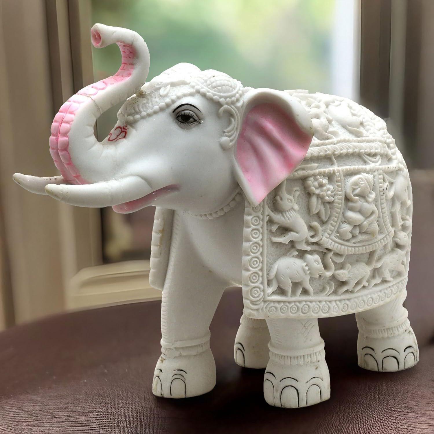 

Статуэтка Белый Слон Большого размера из мраморной смолы, эстетичная, декоративный предмет для дома, 8-дюймовый декор слона для дома белый