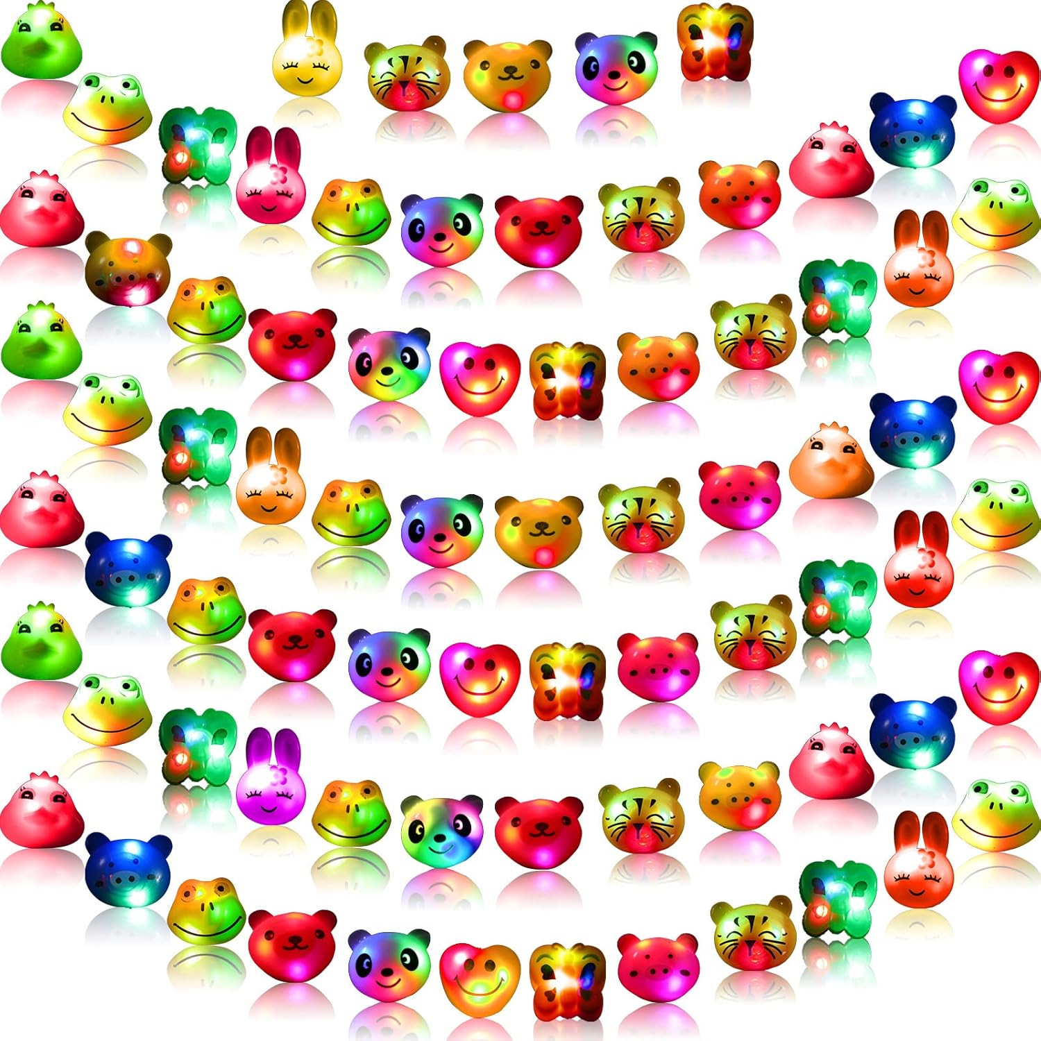 Skylety 80 Pack LED Light up Bumpy Rings for Kids Party Favors Flashing Finger Glow in The Dark Rings for Halloween Easter Classroom Treasure Party