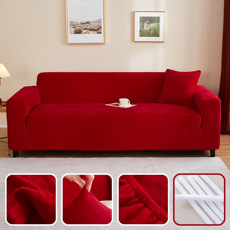 

Утолщенные плюшевые эластичные чехлы для диванов для гостиной, однотонные универсальные чехлы для диванов из спандекса, секционные чехлы для мебели 1-Seat 90-140cm