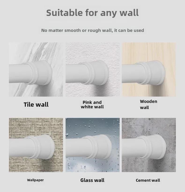Telescopic Punch-Free Shower, Curtain, & Clothes Drying Rod for Bathroom, Balcony, Bedroom, or Wardrobe Support.