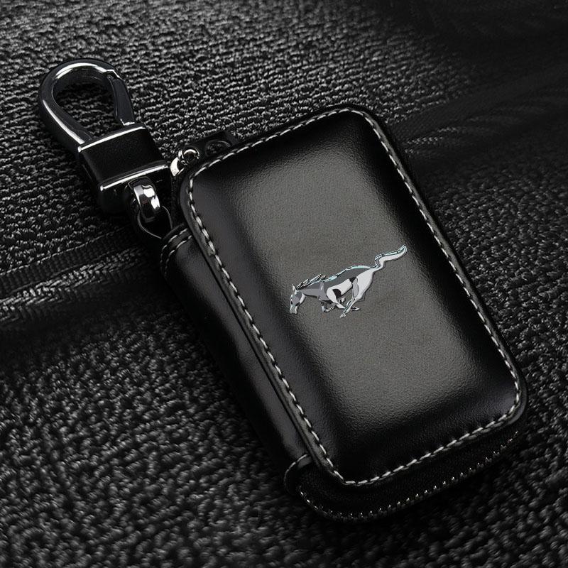 Auto Schlüsselanhänger Hüllen Herren Schlüsselhalter Echtes Leder Auto Schlüssel Geldbörsen Tasche Für Ford Focus Mondeo Kuga Fiesta MK7 Escort Explorer Edge 2 4 MK2 MK4