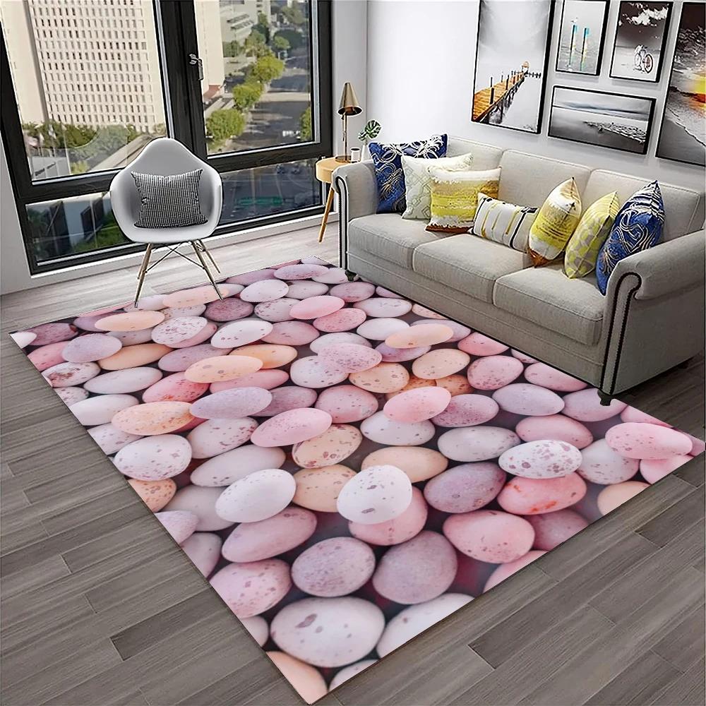 3D Stone Pebbles Footprint Beach Carpet Rug for Home Living Room Bedroom Sofa Doormat Decor,Kid Play Area Rug Non-slip Floor Mat