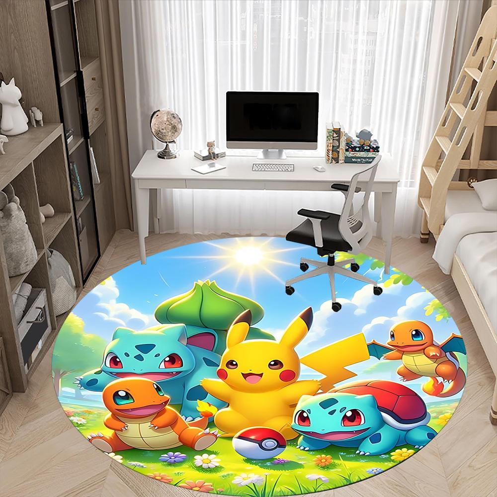 1pc Pokémon Characters Office Round Area Rug, Under Office Chairs Bedroom Living Room Home Decor  A1016283