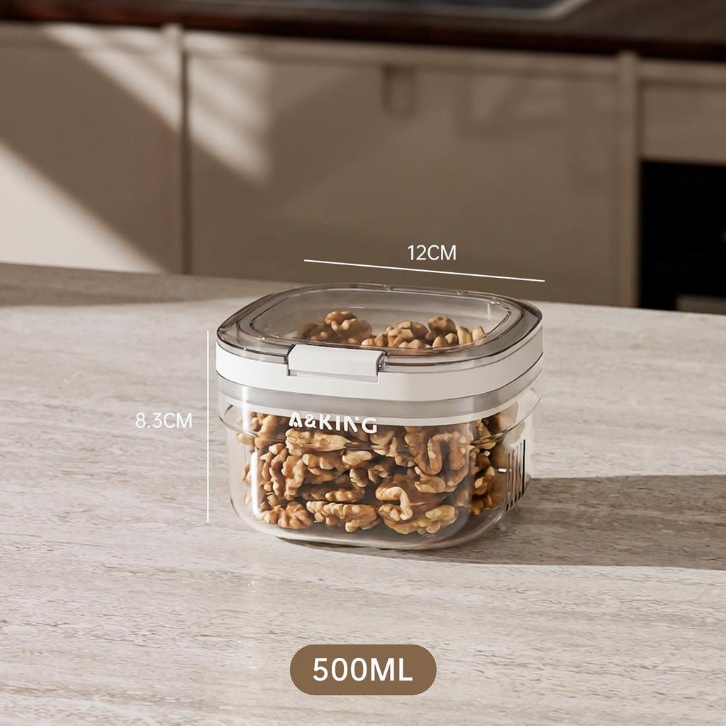Sealed Push-Top Kitchen Jar for Tea, Grains & Coffee Beans - Moisture-Proof Storage Container